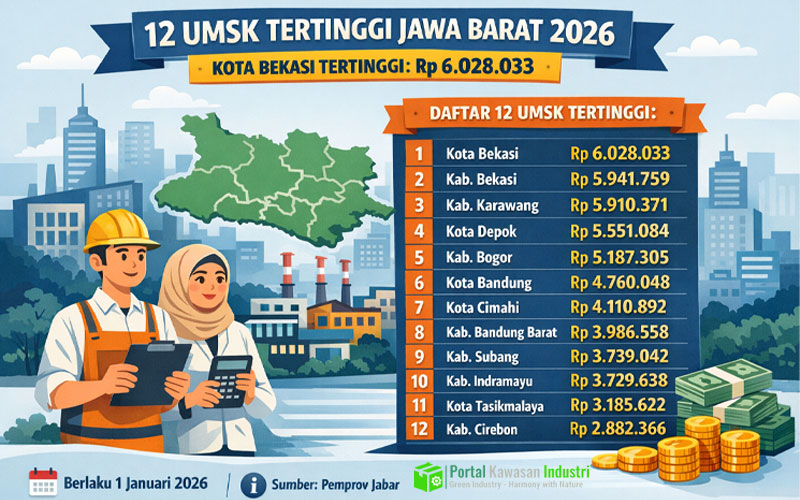 Daftar Terbaru 12 UMK Provinsi Jawa Barat Tertinggi 2026