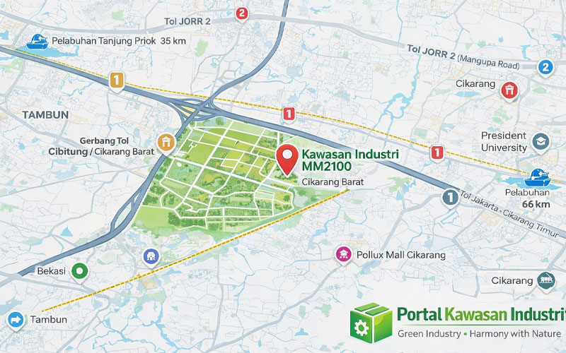 peta kawasan industri MM2100 cikarang bekasi