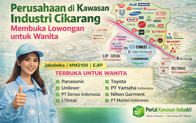 Perusahaan di Kawasan Industri Cikarang (Jababeka, MM2100, EJIP) Membuka Lowongan untuk Wanita